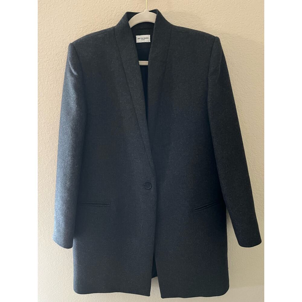 Art Du Basic Paris | Large Gray Top Coat Mockneck V Collar